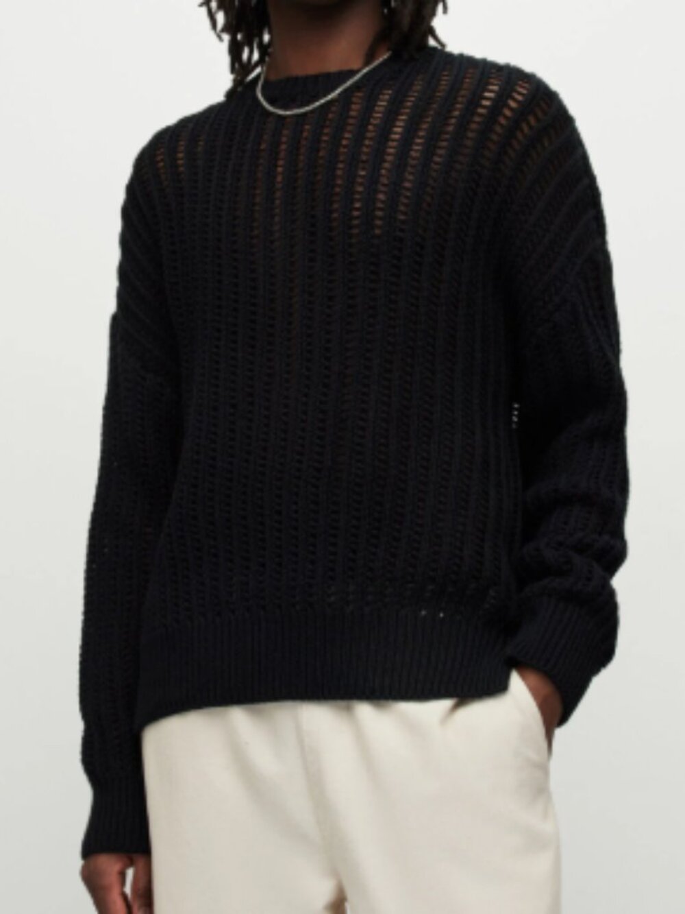 All Saints Reese Open Stitch Crew Sweater - Men's Size M (Unworn)